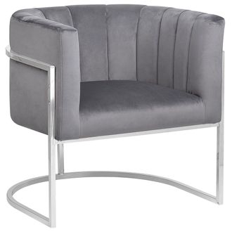 Beliani Sill&oacute;n Tela De Terciopelo Gris Estructura Metal Plateado Estilo Glam Larvik