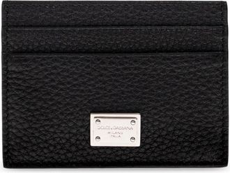 Dolce & Gabbana Leren Kaarthouder met Logo - Heren - Portefeuilles - Zwart - ONE Size - Leer - Accessoires