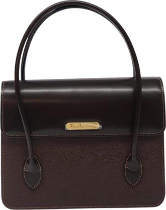 Burberry Nova Check Brown Leather Handbag (Pre-Owned)