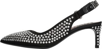 Moschino Schoenen, Dames, Zwart, 40 EU, Leer, Slingback Pumps van stof en strassteentjes