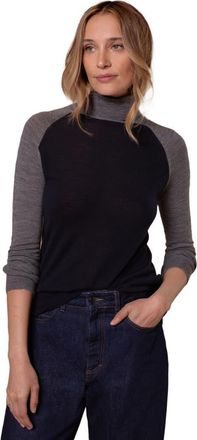 Celtic & Co. Merino Colour Block Roll Neck Sweater in Navy/grey at Nordstrom, Size X-Small