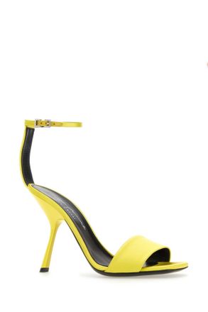 Sergio Rossi Womens Yellow Satin Sandals Sandali