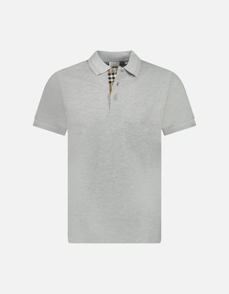 Burberry Mens Burberry Eddie TB Check Placket Polo-Shirt Grey - Size: 38