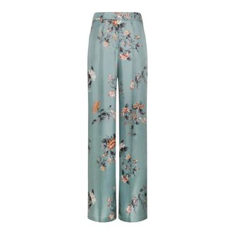 Momoni Wijde zijden twill broek met Franse zakken - Dames - Wijde Broeken - Veelkleurig - S - Broeken