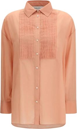 Golden Goose Pink Semi-Sheer Pleated Cotton Shirt