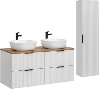 Petits Meubles Set mueble lavabo y columna estratificado Blanco