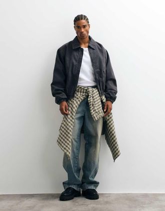 Weekday Bomber in tela nero slavato