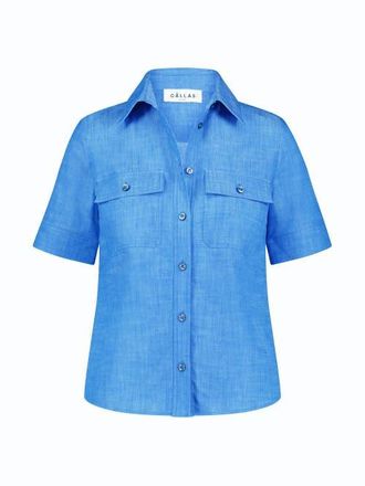 C&acirc;llas Milano Vesper Stretch denim poplin shirt in Blue at Nordstrom, Size 12