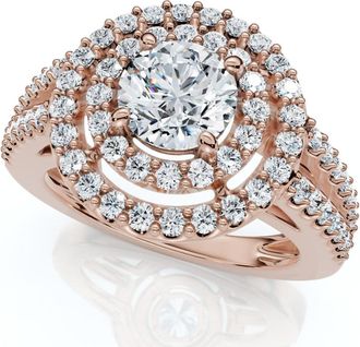 Pompeii3 1 1/2Ct Double Halo Diamond Engagement Ring 14k Gold Lab Grown