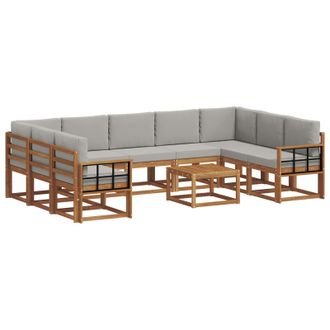 vidaXL Conjunto De Sof&aacute;s De Exterior 10 Pcs Gris Natural Y Claro Vidaxl