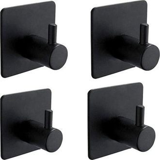 OEM Juego De 4 Ganchos Para Toallas, De Acero Inoxidable, Con Fijaci&oacute;n Mediante Tira Adhesiva, Color Negro