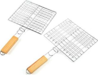 OEM Juego De Parrilla Port&aacute;til De Acero Inoxidable De 2 Piezas, Cesta Para Parrilla De Acero Inoxidable, Parrilla De Acero Inoxidable Para Filetes, Carne,