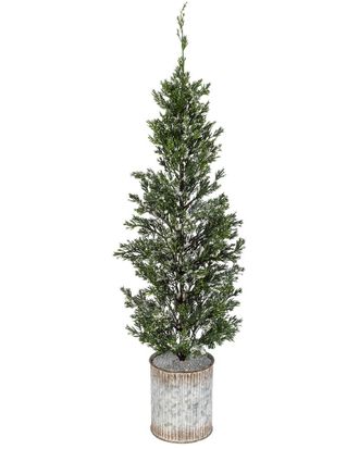 Gerson International 35in Snowy Pine Tree In Tin Pot