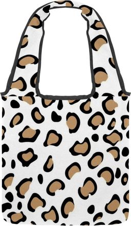 Generic Aesthetic Leopard Print Reversible Canvas Shoulder Tote - Double-Sided Print, 12oz Cotton, 27cm Drop, Fold-Flat Bag for Travel, Shopping, Street Outin