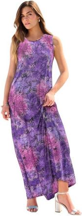 Roaman's Plus Size Sleeveless Crew Neck Maxi Dress in Lavender Tie Dye Floral at Nordstrom, Size 16