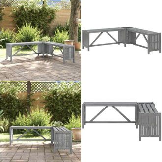 vidaXL Panca Giardino Angolare e Fioriera 117cm Massello Acacia Grigia - Panca angolare - Fioriera da giardino