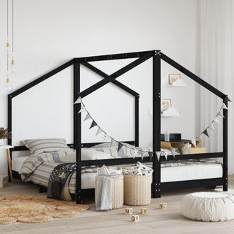 vidaXL Vidaxl - Estructura De Cama De Ni&ntilde;os Madera De Pino Negro 2x(90x190) Cm