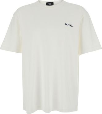 A.P.C. White Crewneck T-Shirt With Logo Embroidered On The Front In Cotton Man