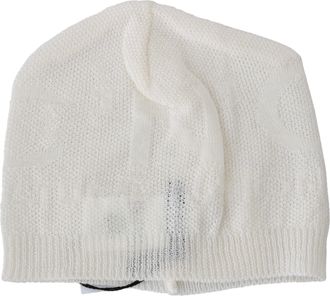 Costume National Mens Beanie White Wool Blend Branded Hat