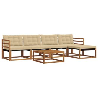 vidaXL Conjunto De Sof&aacute;s De Exterior Con Coj&iacute;n 6 Pcs Natural Y Beige Vidaxl