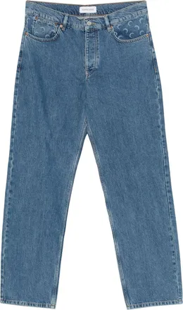 Marine Serre Denim-Jeans mit geradem Bein