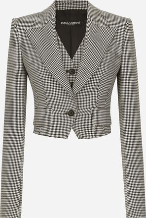 Dolce & Gabbana Short Houndstooth Jacket With Vest - Woman Blazers Multicolor 36