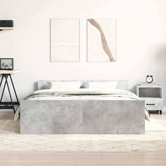 Berkfield Home Durable Bed Frame with Headboard & Footboard Concrete Grey 150x | Size: King
