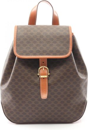 Celine Brown Coated Canvas Leather Backpack (Pre-Owned)