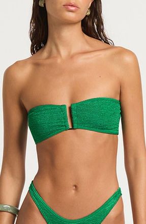 Bond-Eye Blake Bandeau Bikini Top in Emerald Shimmer at Nordstrom