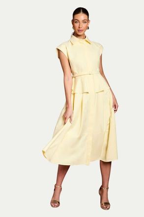 Coast Peplum Detail Belted Shirt Dress in Lemon at Nordstrom, Size 12