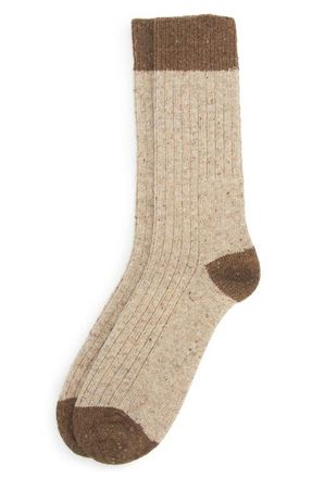 Barbour Houghton Wool Blend Boot Socks in Biscuit at Nordstrom, Size Large