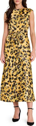 Tahari by ASL Belted Sleeveless Midi Dress in Ginger Saphire at Nordstrom, Size 16