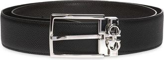 Ferragamo Omkeerbare en verstelbare Gancini riem - Heren - Riemen - Zwart - 100 CM - Leer - Accessoires