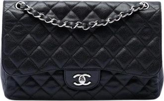 Chanel Pre-owned Quilted Caviar Double Flap Shoulder Bag - Dames - Vintage Schoudertas - Zwart - ONE Size - Leer - Vintage