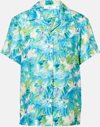 Chlo&eacute; Chlo&eacute; Camisa bowling en mezcla de algod&oacute;n floral