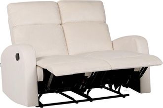 Beliani Sofá reclinable manual moderno de terciopelo 2 plazas blanco crema Verdal