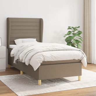 vidaXL Vidaxl - Cama Box Spring Con Colch&oacute;n Tela Gris Taupe 100x200 Cm