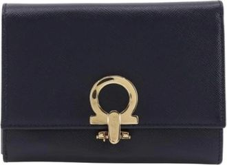 Ferragamo Pre-owned Gancini Tri-Fold Portemonnee - Dames - Vintage Accessoires - Zwart - ONE Size - Leer - Vintage