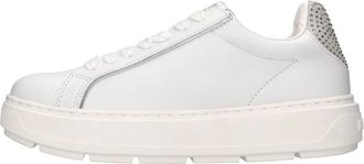 Love Moschino Embellished Lace-up Sneakers - Dames - Sneakers - Wit - 40 EU - Leer - Schoenen