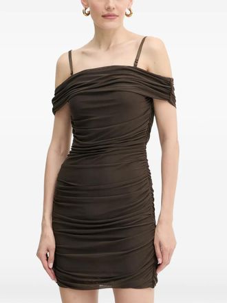Guess Co ruched strap dress - women - Polyester/Elastane - M - Brown