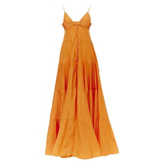 Jacquemus orange long taffeta button front maxi dress gown