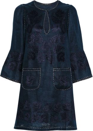 Vita Kin Floral-Embroidered Linen Mini Dress - Womens - Linen/Flax