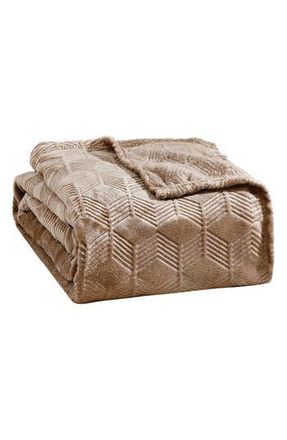Luxury Home Amrani Embossed Ultrasoft Throw Blanket in Taupe at Nordstrom Rack, Size Queen