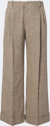 Brunello Cucinelli Monili linen wide-leg pants