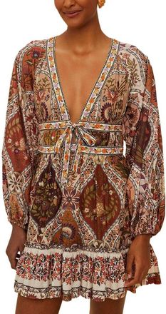 Farm Rio Farm Rio Romantic Nature Multicolor Mini Dress