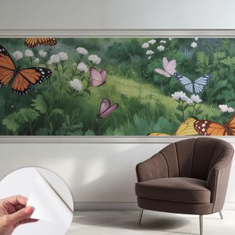 Tulup Carta Da Parati Adesiva - Lavabile - Decorazione Murale - Per Cucina - Pellicola Decorativa Farfalle Nel Prato 250x104 Cm
