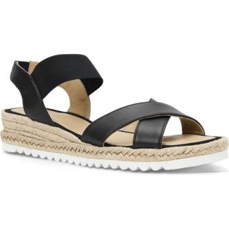 Aquatalia Almeria Weatherproof Slingback Espadrille Platform Wedge Sandal in Black Leather at Nordstrom, Size 10