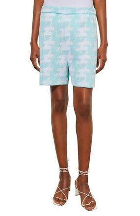 Ming Wang Houndstooth Pattern Knit Bermuda Shorts in Oceanfront/White at Nordstrom Rack, Size X-Large