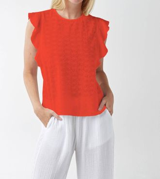 Red Haute Womens Ruffle Sleeve Tank Top In Red