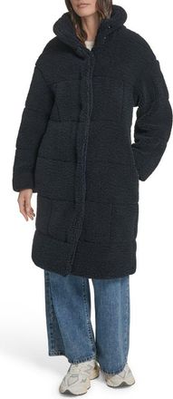 Levi's Quilted Fleece Long Teddy Coat in Navy at Nordstrom, Size X-Small